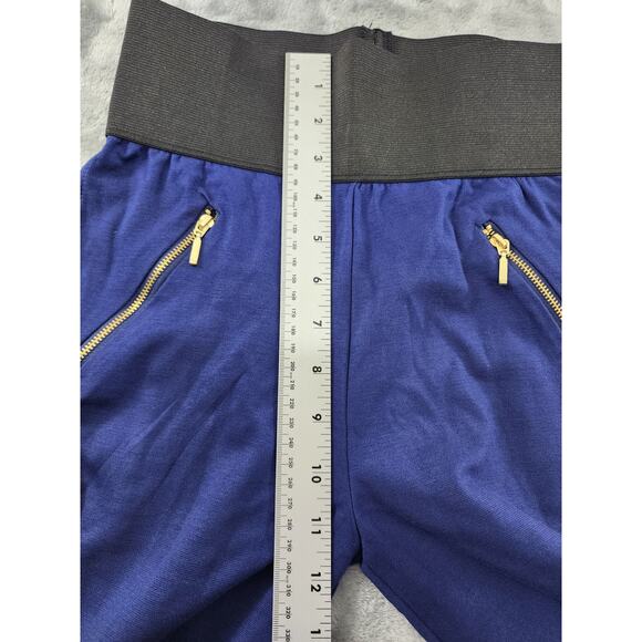 NEW True Love USA High Waist Slim Fit Zipper Hem Pants Size M Blue Black Stretch - Picture 10 of 13